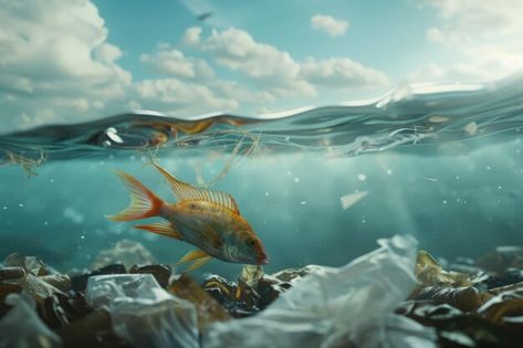 Photo garbage instead of fish in the sea... | Premium Photo #Freepik #photo Fish In The Sea, Dead Fish, Plastic Pollution, Sea Fish, Premium Photo, Pollution, Graphic Resources, The Sea, Fish