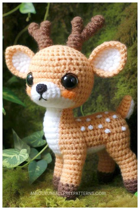 Deer Crochet Pattern Free Amigurumi, Crochet Deer Amigurumi, Woodland Creature Crochet Patterns Free, Free Crochet Deer Pattern, Amigurumi Free Pattern Doll, Crochet Woodland Animals Free Pattern, Deer Crochet Pattern Free, Squirrel Crochet Pattern Free, Crochet Zebra Pattern Free