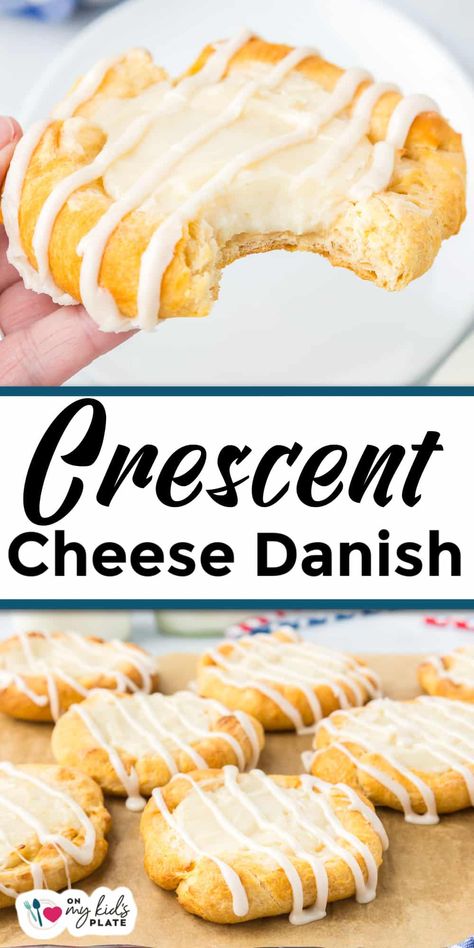 Creasant Roll Recipes, Crescent Roll Cream Cheese Danish, Crescent Roll Cream Cheese, Crescent Roll Danish, Easy Cheese Danish, Cream Cheese Danishes, Pillsbury Crescent Recipes, Pillsbury Crescent Roll Recipes, Cheese Danishes