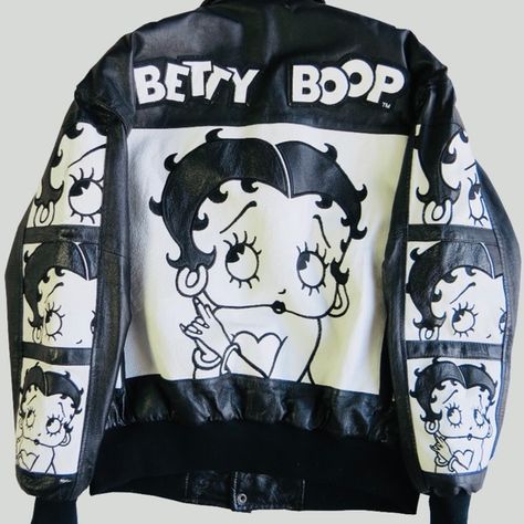 Betty Boop Bomber Jacket Betty Boop Jacket, Retro Chic, Bold Black, Betty Boop, A Love, Bomber Jacket, Turn Ons, Leather, Fashion Tips