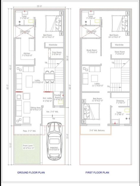 20x60 House Plans North Facing, 20 By 60 House Plans, Bunglow Layout Plan, 20×60 House Plan, 20 X 60 House Plans Layout, 2d Plan House, 20 X 60 House Plans, 20x60 House Plans, 5 Bed Barndominium