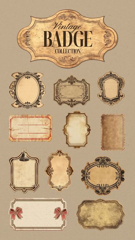 Editable vintage badge design element set | premium image by rawpixel.com / Aew Vintage Stickers Printables Retro, Vintage Badge Design, Vintage Badge, Crafting Inspiration, Vintage Elements, Retro Sign, Retro Logos, Best Stocks, Aesthetic Things