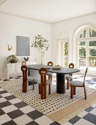 Modern Oval Dining Table, Sarah Sherman, Sarah Sherman Samuel, Wooden Dining Chairs, Brown Table, Lulu And Georgia, Oval Table Dining, Wooden Dining Tables, Modern Dining Table