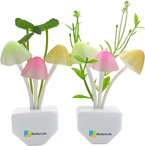 Amazon.com: Sensor Night Light Color Changing - iBetterLife Plug in Wall LED Mushroom Nightlight with Dusk to Dawn Sensor Auto On/Off Cottage Core Decor Lamp, Super Power Saving, 2 Pack : Baby Mushroom Nightlight, Cottage Core Decor, Mushroom Lights, Bed Lamp, Sensor Night Lights, Dreams Beds, Lotus Leaves, Night Light Lamp, Mushroom Lamp