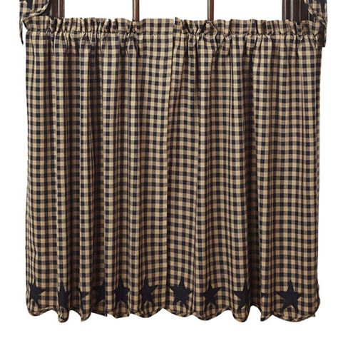 Found it at Wayfair - Diana Scalloped Tier Curtain Rustic Valances, Modern Kitchen Curtains, Country Style Curtains, Kitchen Window Curtains, Primitive Bathrooms, Primitive Star, Vhc Brands, Farmhouse Curtains, Tier Curtains