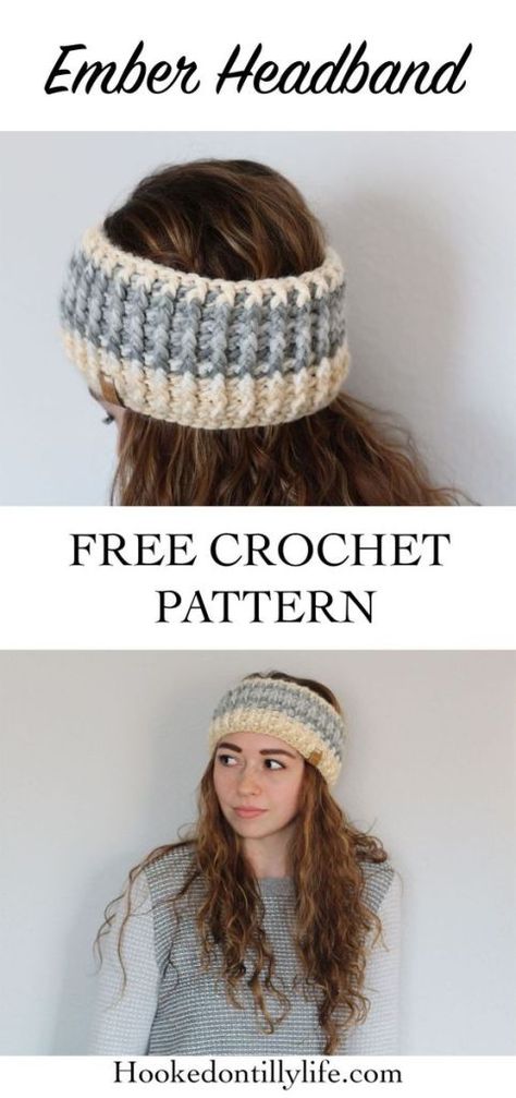 Pola Kupluk, Headwrap Diy, Thick Headband, Crochet Ear Warmer Pattern, Crochet Headband Free, Easy Crochet Headbands, Pola Topi, Crochet Headband Pattern Free, Headband Knit