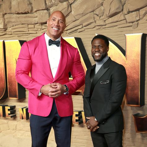 Kevin Hart and Dwayne "The Rock" Johnson finally got their chance to work together when they filmed the 2016 comedy Central Intelligence. Unlike other Hollywood co-stars, Hart and Johnson bonded closely during filming. The Rock And Kevin Hart, Dwane Johnson, Movie Celebrities, Central Intelligence, Dwayne The Rock Johnson, The Rock Johnson, Stylish Mens Suits, Zak Bagans, Rock Johnson