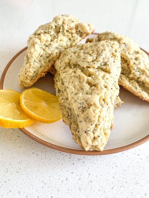 These delicious sourdough lemon poppy seed scones from scratch are inspired by 3 generations of lemon-loving women. Lemon Poppy Seed Scones Recipe, Sourdough Lemon Poppyseed Muffins, Sourdough Lemon Scones, Sourdough Microbakery, Big Deborah, Sourdough Desserts, Sourdough Lemon, Sourdough Scones, Lemon Poppy Seed Scones