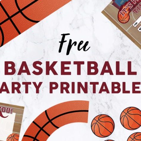 Basketball Birthday Banner Free Printable, Basketball Themed Birthday Party, Basketball Cupcakes, Basketball Banners, Butterfly Theme Party, Free Basketball, Basketball Birthday Parties, Spongebob Party, Basketball Party