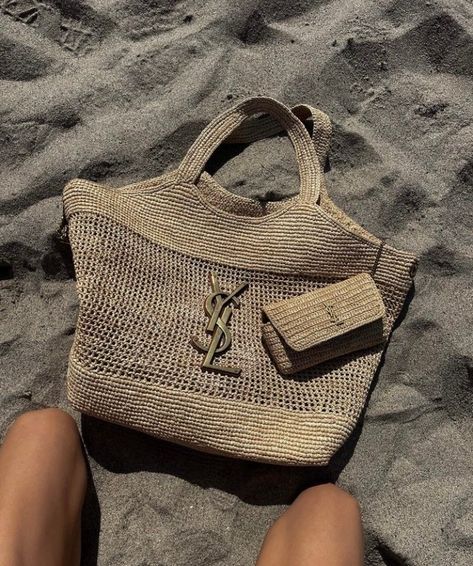 Venom & Honey: 📸 by Elsa Hosk Bag Ysl, Expensive Bag, Hot Bags, Chunky Earrings, Instagram Beach, Girly Bags, Beach Please, Novelty Bags, Raffia Bag