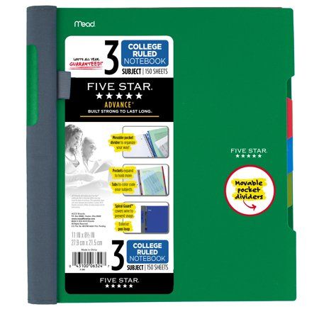 College Subjects, Star Notebook, Five Star Notebook, College Ruled Paper, College Notebook, White Notebook, Study Essentials, Ruled Paper, Ruled Notebook