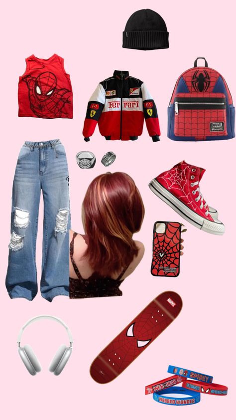 Spider man fit #spiderman Spider Man Inspo Outfit, Spider Man Bounding, Spider Man Codes For Berry Ave, Spiderman Disneybound, Spider Man Accessories, Spider Man Core, Spider Man Fit, Spiderman Fits, Spider Man Outfits