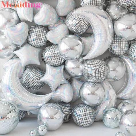 Divorce Party Decorations, Dance Party Decorations, Balloon Dance, Space Party Decorations, Disco Bar, Bar Dance, Silver Balloon, Big Balloons, Disco Dance