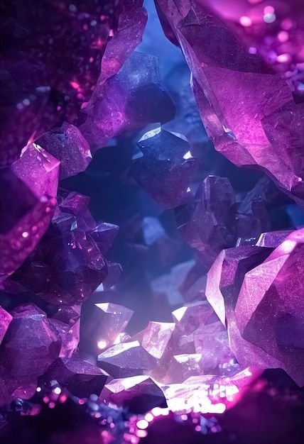 Photo realistic fantasy amethyst mineral... | Premium Photo #Freepik #photo #cave-background #cave #amethyst #quartz Crystals Background, Gem Cave, Gems And Crystals, Crystal Background, Crystal Cave, Background 3d, Crystal Art, Amethyst Quartz, Purple Backgrounds