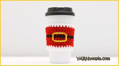 Cup Cozy Cup Cozy Pattern, Santa Cups, Crochet Coffee Cozy, Crochet Cup Cozy, Cozy Crochet Patterns, Coffee Cup Sleeves, Crochet Santa, Crochet Cozy, Blogger Inspiration