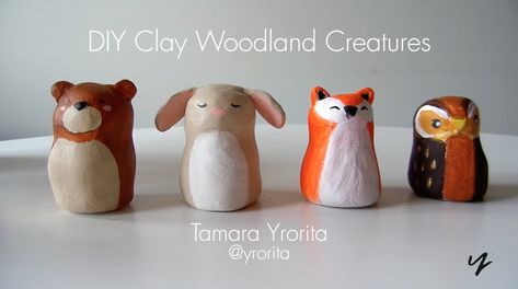 Air Dry Clay Woodland Animals, Clay Woodland Creatures, Clay Forest Scene, Woodland Pottery, Forest Animal Crafts, Homeschool Art Projects, Woodland Ornaments, Autumn Animals, Circular Art