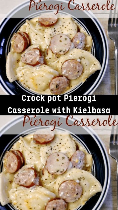 Crock pot Pierogi Casserole with Kielbasa - middleeastsector Crockpot Pierogi Casserole, Pierogi Casserole With Kielbasa, Mac And Cheese Rezept, Pierogi Casserole, Pierogi Recipe, Kielbasa Recipes, Crockpot Dishes, Crock Pot Slow Cooker, Kielbasa