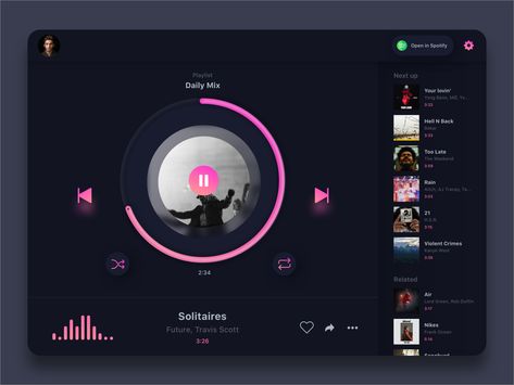 Media Player Ui, Music Player Website, Web Music Player, Music Player Ui Design, Music Ui, Aesthetic Project, Music Player Design, Music App Design, Music Player App