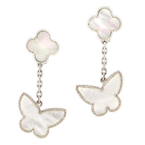 VAN CLEEF & ARPELS Alhambra - Butterfly Earrings Van Cleef Earrings Butterfly, Van Cleef Butterfly, Van Cleef Earrings, Van Cleef Arpels Earrings, Van Cleef And Arpels Jewelry, Van Cleef & Arpels, Van Cleef And Arpels, Pearl Dangle Earrings, Girly Accessories