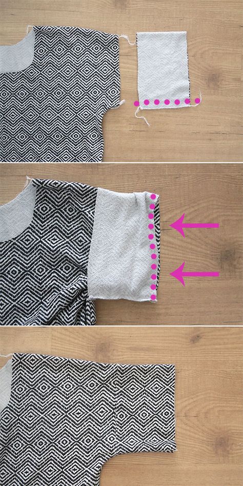 Learn how to sew an easy women's tee shirt with cuffed or rolled short sleeves with this simple step by step sewing tutorial. Instructions how to make shirt Sleeves Tutorial, Rok Denim, Tutorial Sewing, Shirt Sewing, Sewing Tops, Hemma Diy, Beginner Sewing Projects Easy, Leftover Fabric, Creation Couture