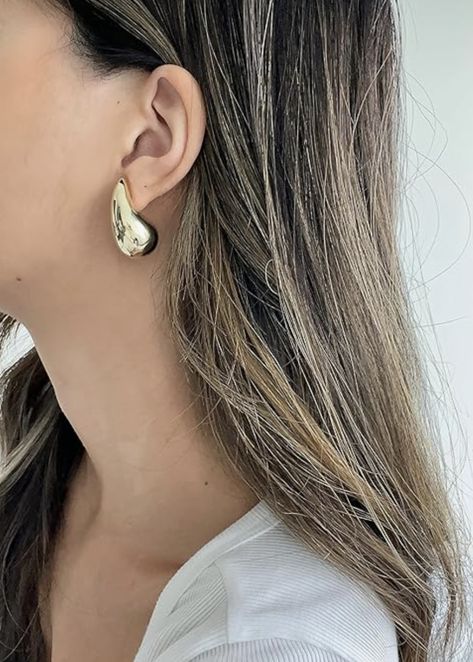 These pretty Bottega veneta's look-a-likes are going to save you a good amount of money while looking expensive and boogie. Chunky Hoop Earrings, Rose Earrings, Earrings For Women, Designing Women, Women's Earrings, Gold Earrings, Gold Jewelry, Gold Plate, Hoop Earrings