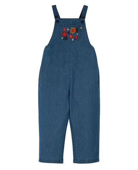 Alexa Dungaree - Chambray Floral - ManGo Surfing Kids Dungarees, Wearing Clothes, Surf Shop, Family Matching, Dungarees, Choose The Right, Sewing Ideas, Floral Embroidery, Chest Pocket