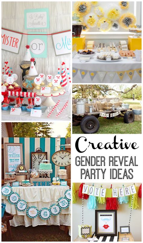 Need ideas for a gender reveal party? Check out these Super Creative Gender Reveal Parties Gender Reveal Ideas For Party, Unique Gender Reveal Party Ideas, Gender Reveal Party Ideas, Reveal Party Ideas, Creative Gender Reveals, Gender Reveal Unique, Gender Reveal Party Theme, Gender Reveal Themes, Gender Reveal Ideas