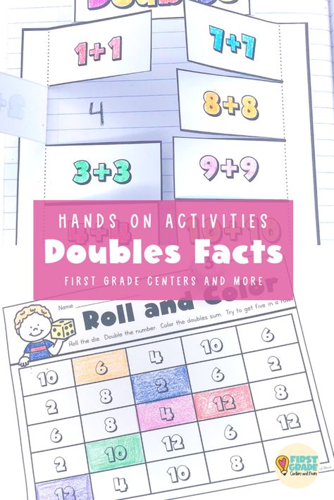 Adding Doubles First Grade Math Games, How To Teach Doubles Facts, Double Addition Activities, Doubles Games First Grade, Doubles Addition Games, Adding Doubles First Grade, Doubles Plus One Activities, Teaching Doubles First Grade, Doubles Math Games First Grade