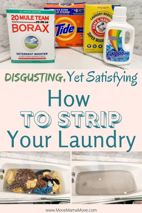 Diy Laundry Stripping, Strip Cleaning Laundry, Strip Clothing Recipe, Stripping Laundry In Washer, Borax Laundry Stripping, Striping Laundry Recipe, How To Laundry, How To Strip Your Laundry, How To Strip Clothing