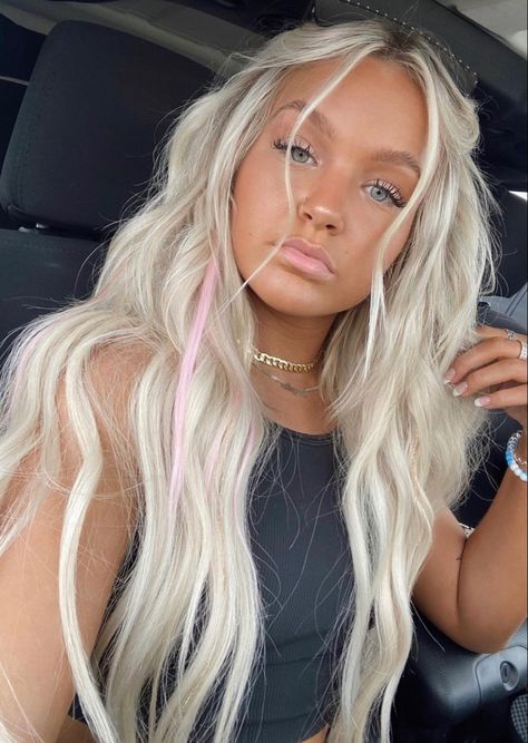 Blonde Hair Goals, Bright Blonde Hair, Pink Blonde Hair, Summer Blonde Hair, Icy Blonde Hair, Dyed Blonde Hair, Light Blonde Hair, Blonde With Pink, Blonde Hair Inspiration