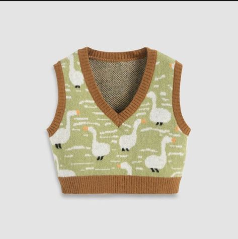 Duck Sweater, Duck Pattern, Outdoor Vacation, Outer Wear, Outdoor School, Knitted Vest, Wearing A Hat, Vests Mens, Cool Stuff