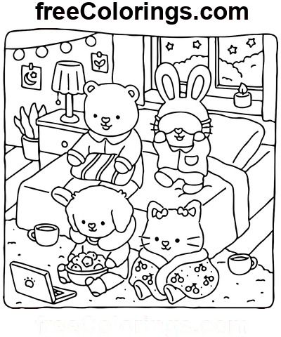 Fuzzy Hygge Watching A Movie – Free Printable Coloring Pages Fuzzy Friends Coloring Pages, Hygge Coloring Page, Fuzzy Friends Coloring Book, Fuzzy Hygge Coloring Book Pages, Fuzzy Hygge Coloring Pages, Fuzzy Hygge Coloring Book, Friends Colouring Pages, Comfy Pictures, Hygge Colors