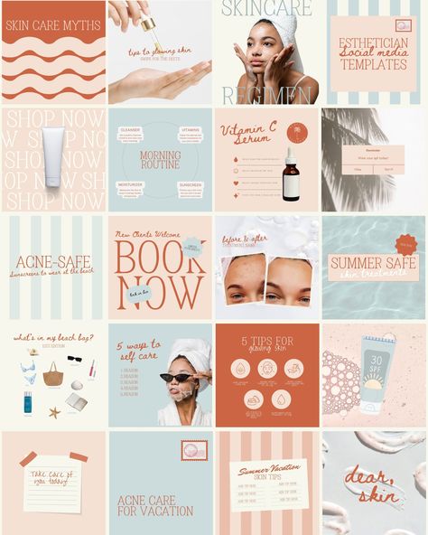 The Summer I Turned Pretty but Esti edition ;)  Boost your esthetician business this summer with our customizable social media templates designed specifically for Instagram! Perfect for showcasing your skincare expertise, these eye-catching and professional templates will help you attract more clients and grow your online presence.  25 editable Canva Social Media Templates that you can personalize for your feed and audience! Shop now and step up your esti social media + summer marketing game! Skin Care Myths, Social Media Summer, Skincare Social Media, Spa Marketing, Social Media Branding Design, Safe Sunscreen, Summer Marketing, The Summer I Turned Pretty, Social Media Templates