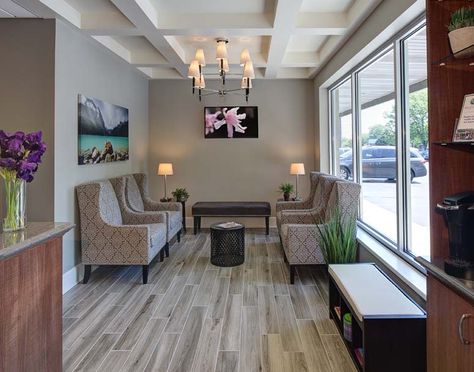 Integrated Medicine #Reception #lobby #Design Chiropractic Office Design, Medical Clinic Design, Doctor Office Design, Waiting Room Design, Doctors Office Decor, Medical Office Decor, Office Waiting Rooms, Medical Office Design, Dental Office Decor