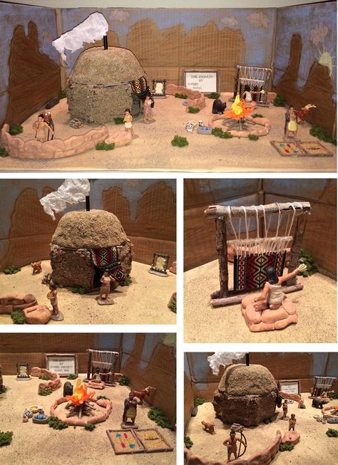 Native American 4th grade project. Navajo Hogan. Wigwam School Project, Navajo Tribe Project, Stone Age Project, Native American Diorama Projects, Iroquois Longhouse Project, Native American Diorama, Navajo Diorama School Project, Indian Diorama, Stone Age Houses