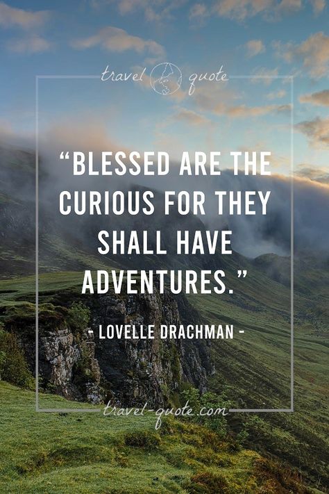 Blessed are the curious for they shall have adventures. Blessed Are The Curious For They Shall, Blessed Are The Curious, Travel Quotes Adventure, Travel Savings, Travel Quotes Inspirational, Quotes To Inspire, Never Too Late, Amazing Grace, You Gave Up