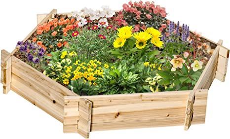 Outsunny 39'' x 36'' Screwless Raised Garden Bed, Hexagon Planters for Outdoor Plants, Easy Assembly DIY for Vegetables, Flowers, Herbs Wood Raised Garden Bed, Wooden Raised Garden Bed, Wooden Garden Bed, Garden Boxes Raised, Diy Herb Garden, Raised Planter, Garden Boxes, Garden Bed, Wooden Garden