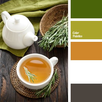 The organic combination of natural hues: green and light green, brown-gray and honey colors with white. This gamma can be used for wedding table decor and. Herbal Color Palette, Tea Colour Palette, Tea Color Palette, In Color Balance, Color Palette Ideas, Wall Living Room, Paint Inspiration, Warm Palette, Palette Ideas