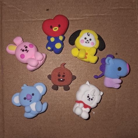 #koya #rj #chimmy #tata #cooky #mang #shooky #bt21 #foamclay #art #sagwaaein Bts Clay Art, Shooky Bt21, Koya Bt21, Rj Bt21, Cooky Bt21, Light Clay, Soft Clay, Easy Paper Crafts Diy, Art Jewelry Contemporary