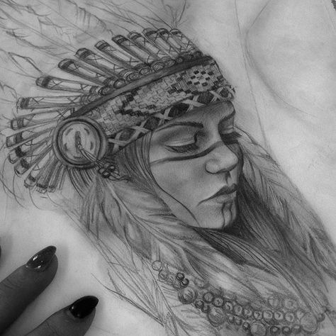 Tattoo Ideas More At Fosterginger @ Pinterest ♣️Fosterginger.Pinterest.Com♠️ More Pins Like This One At FOSTERGINGER @ PINTEREST No Pin LimitsFollow Me on Instagram @ FOSTERGINGER75 and ART_TEXAS Tattoo Indien, Model Tattoos, Native American Tattoo, Native American Woman, Native American Tattoos, Native Tattoos, Maya Art, Kunst Tattoos, Trippy Drawings