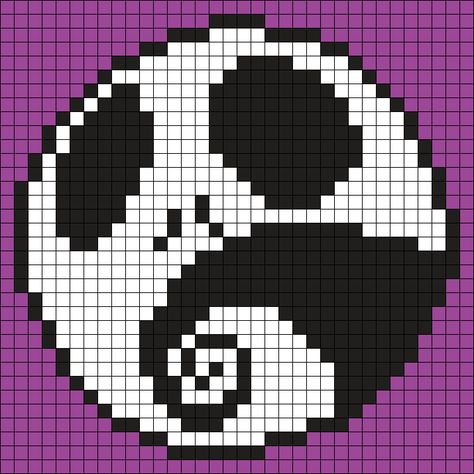 Jack / The Nightmare Before Christmas (Square) Perler Bead Pattern / Bead Sprite Nightmare Before Christmas Grid Pattern, Jack And Sally Pixel Art, Nightmare Before Christmas Pixel Art Grid, Nightmare Before Christmas Granny Square, Pixel Art Nightmare Before Christmas, Black And White Perler Bead Patterns, Nightmare Before Christmas Pixel, Jack Skellington Perler Beads, Nightmare Before Christmas Pixel Art