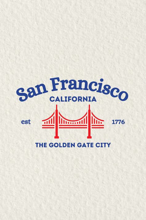 #sanfrancisco #design #aesthetic #vintage #clothing #california #trendy Americana Design Inspiration, California Poster Aesthetic, San Francisco Graphic Design, California Graphic Design, American Graphic Design, San Francisco Aesthetic, California Logo, Americana Design, California Graphic