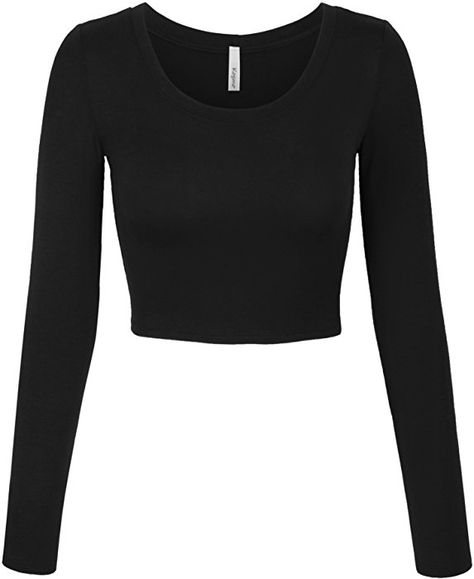 Black Long Sleeve Under Shirt, Long Black Shirt, Shirt Walmart, Isabella Grace, Black Long Sleeve Crop Top, Trendy Outfits For Teens, Black Long Sleeve Shirt, Black Long Sleeve Top, Basic Long Sleeve