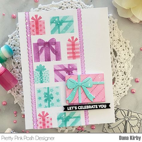 Pretty Pink Posh- Sneak Peek: February 2022 Stencils Pretty Pink Posh Build A Gift, Pretty Pink Posh Christmas Cards, Pink Ink Stamps Cards, Pretty Pink Posh Snowman Shaker, Pretty Pink Posh Layered Stencils, Birthday Card Template Free, Embossing Paste, Fun Patterns, Pretty Pink Posh