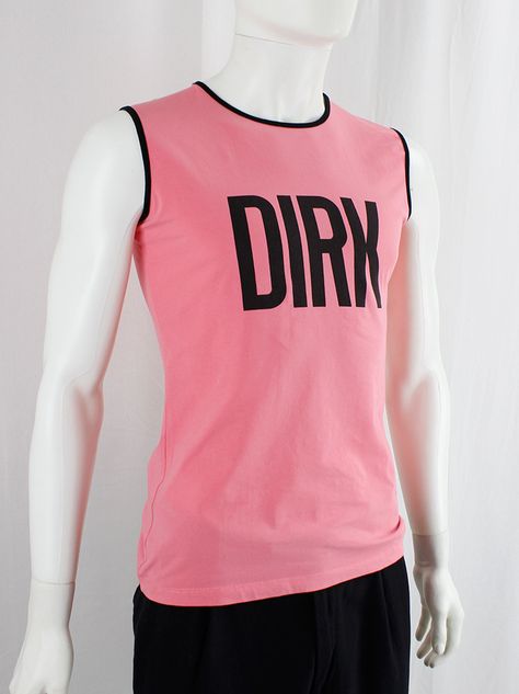 vintage Dirk Bikkembergs hot pink sleeveless tee with black piping and DIRK printed (3) Milan Football, Dirk Bikkembergs, Fashion Network, Press Tour, Oversized Jumper, Sleeveless Tee, Late 90s, Innovative Fashion, Athletic Fashion