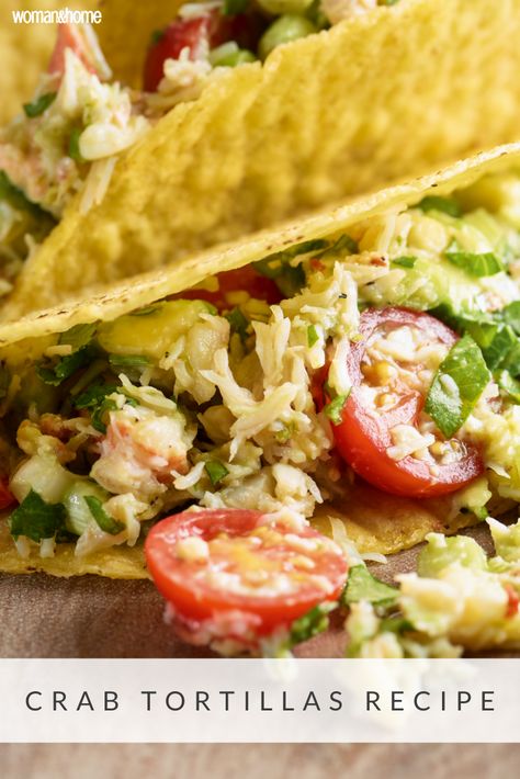 Crab Tacos Recipes, Crab Tacos, Crab Bake, Taco Shell Recipe, Tortillas Recipe, Taco Shell, Dinner Party Dishes, 20 Minute Recipes, Tortilla Recipe