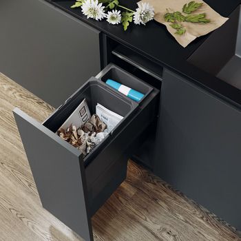 VS ENVI Space XX 300 pull-out waste bin, 300 mm, Vauth-Sagel VS ENVI Space XX Pro S / Pro - in the Häfele Canada Shop Very Small Kitchen, Small Kitchen Units, Kitchen Solutions, Waste Bin, Types Of Cabinets, Kitchen Bin, Plastic Bins, Kitchen Cupboard, Waste Disposal