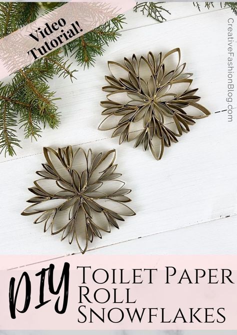 Decorations From Recycled Materials, Recycled Christmas Crafts, Paper Roll Crafts Diy, Snowflake Crafts, Recycled Christmas Decorations, Winter Diy Crafts, Christmas Toilet Paper, Reusable Gift Wrap, Recycled Clothes