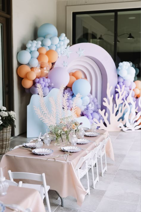 Oneder The Sea Backdrop, Underwater Birthday Theme, Pastel Under The Sea, Under The Sea Backdrop, Mermaid Party Theme, Pearls Wedding Theme, Under The Sea Theme Party, Underwater Wonderland, Underwater Birthday