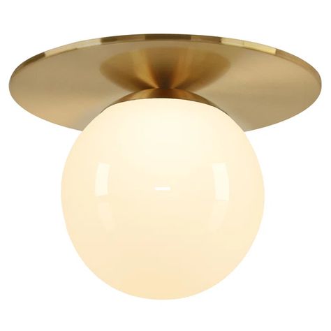 Latitude Run® Amma 12" Wide Flush Mount With Glass Shade In Blackened Bronze/White & Reviews - Wayfair Canada Brass Flush Mount Light, Modern Canopy, Pantry Ideas, Cfl Bulbs, Semi Flush Mount Lighting, White Milk Glass, Globe Lights, Metal Lighting, Diffused Light